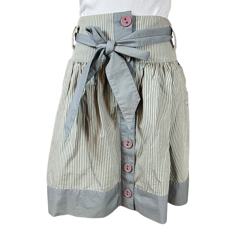 Lux Urban Outfitters Peplum Button Front Skirt NWT Size 11 Green Stripe